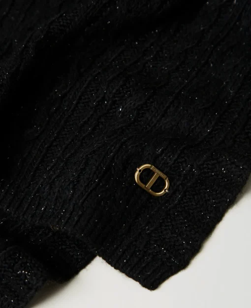 Sciarpa In Maglia Con Lurex A Trecce