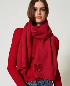 Sciarpa In Maglia Con Patch A Cuore