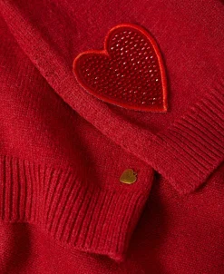 Sciarpa In Maglia Con Patch A Cuore