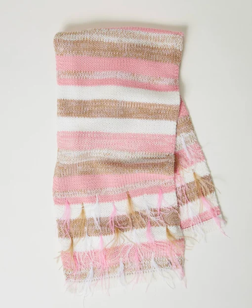 Sciarpa Jacquard Con Piume