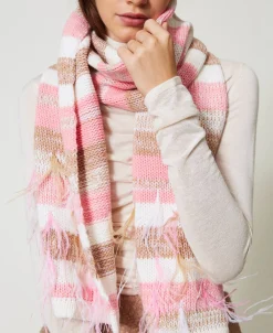 Sciarpa Jacquard Con Piume