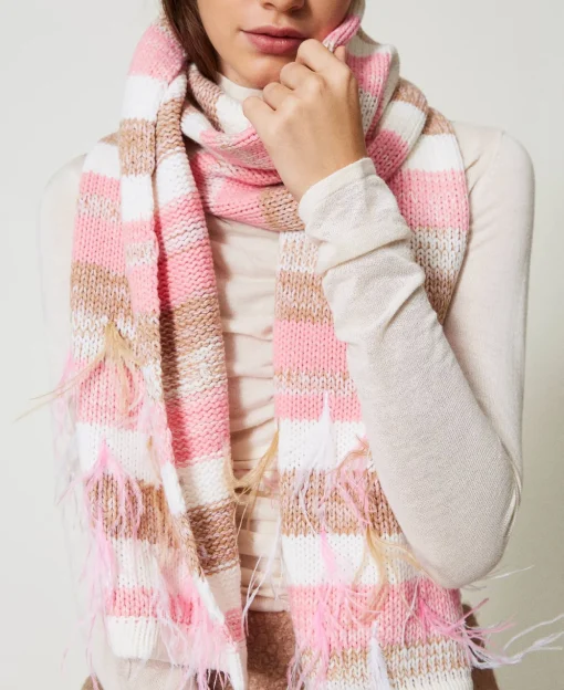 Sciarpa Jacquard Con Piume