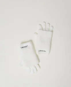 Set Guanti In Maglia Con Ricamo Logo