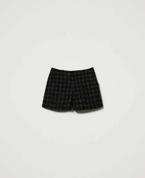 Shorts Bouclé A Disegno Check