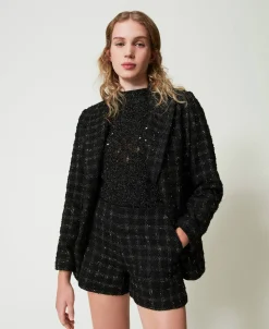 Shorts Bouclé A Disegno Check