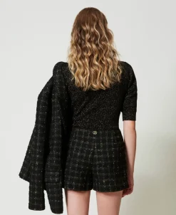 Shorts Bouclé A Disegno Check