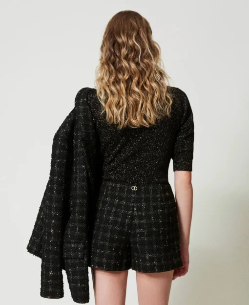Shorts Bouclé A Disegno Check