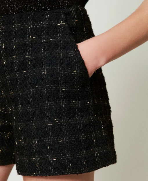 Shorts Bouclé A Disegno Check