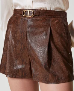Shorts Effetto Pelle Lizard