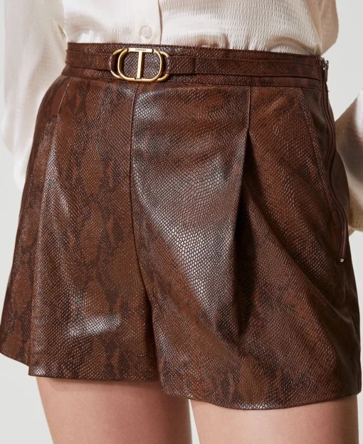 Shorts Effetto Pelle Lizard