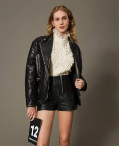 Shorts 'Fairfax' In Pelle Con Zip