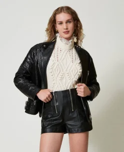 Shorts 'Fairfax' In Pelle Con Zip