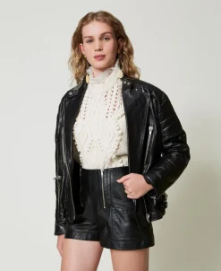 Shorts 'Fairfax' In Pelle Con Zip