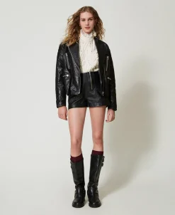 Shorts 'Fairfax' In Pelle Con Zip