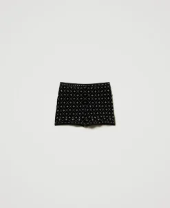 Shorts In Velluto Ricamato