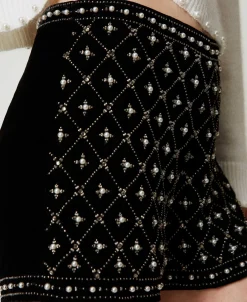 Shorts In Velluto Ricamato