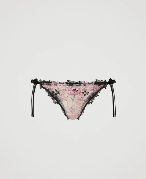 Slip Brasiliana In Tulle Con Fiocchi