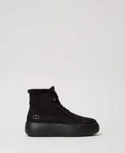 Sneakers Alta Con Faux Fur