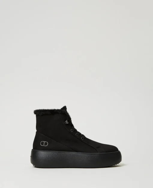 Sneakers Alta Con Faux Fur