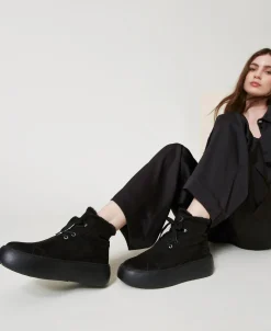 Sneakers Alta Con Faux Fur
