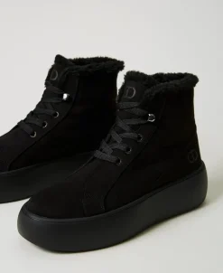 Sneakers Alta Con Faux Fur