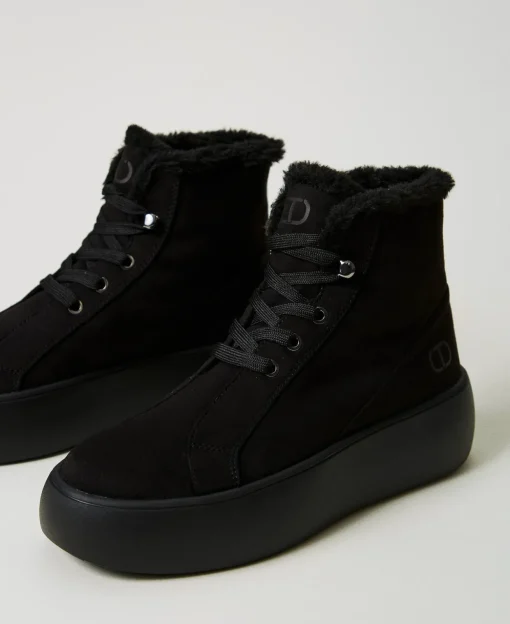 Sneakers Alta Con Faux Fur