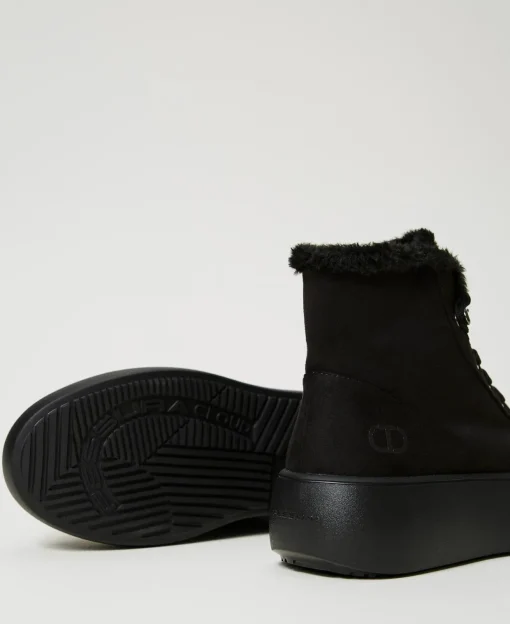Sneakers Alta Con Faux Fur