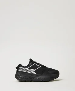 Sneakers Fessura A Righe Con Logo A Contrasto
