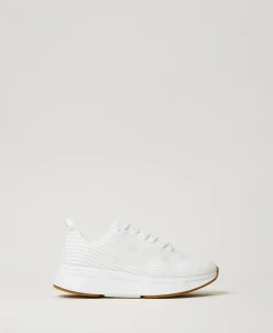 Sneakers Fessura A Righe Con Logo