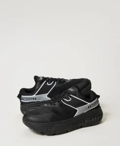 Sneakers Fessura A Righe Con Logo A Contrasto
