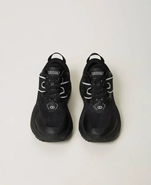 Sneakers Fessura A Righe Con Logo A Contrasto