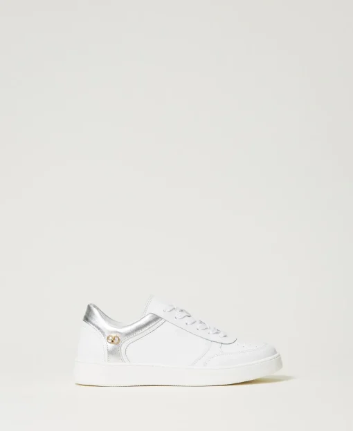 Sneakers In Pelle Con Inserti Laminati