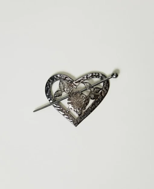 Spilla A Cuore Con Fiore