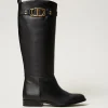 Stivali Alti In Pelle Con Oval T