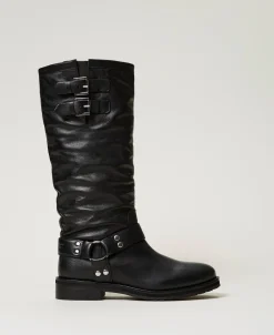 Stivali Biker 'Darcy' In Pelle Con Cinturini