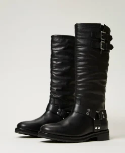 Stivali Biker 'Darcy' In Pelle Con Cinturini