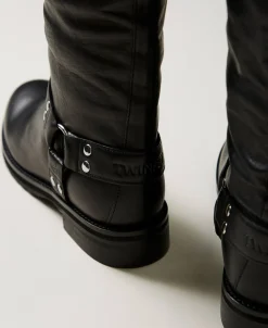 Stivali Biker 'Darcy' In Pelle Con Cinturini