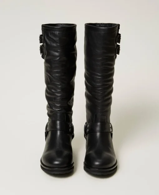 Stivali Biker 'Darcy' In Pelle Con Cinturini
