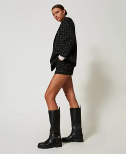 Stivali Biker In Pelle Con Oval T