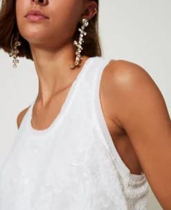 Top A Canotta In Full Paillettes