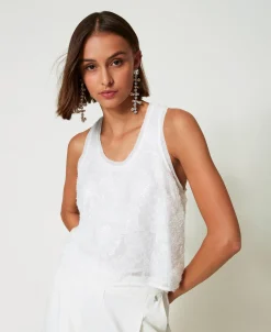 Top A Canotta In Full Paillettes