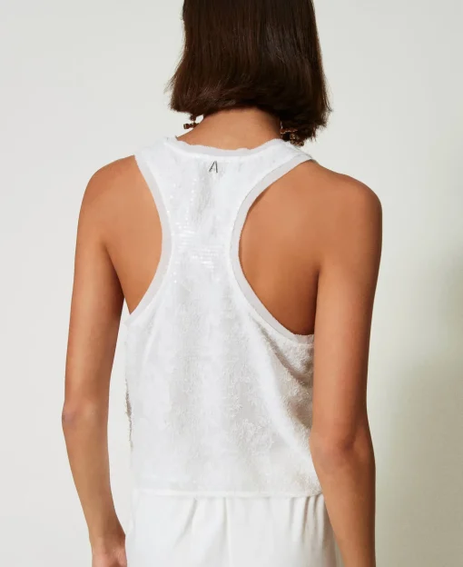 Top A Canotta In Full Paillettes