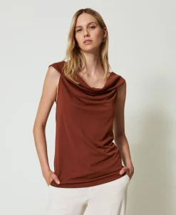 Top Con Collo Drappeggiato