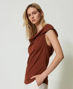 Top Con Collo Drappeggiato