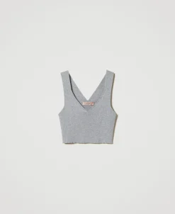 Top Cropped In Maglia A Costine