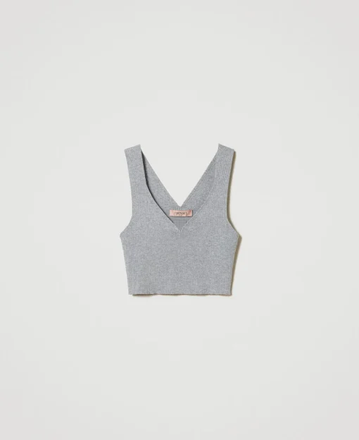 Top Cropped In Maglia A Costine