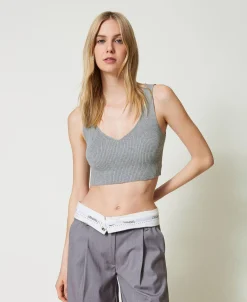 Top Cropped In Maglia A Costine
