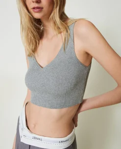 Top Cropped In Maglia A Costine