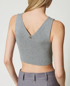 Top Cropped In Maglia A Costine