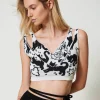Top Cropped Jacquard In Filato Treeblend